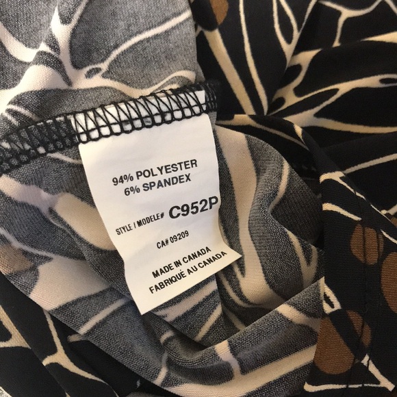 Pretty Black / Brown / Tan Pattern Flowy Cleo Mini / Cocktail Dress; Size 2P - Picture 8 of 13